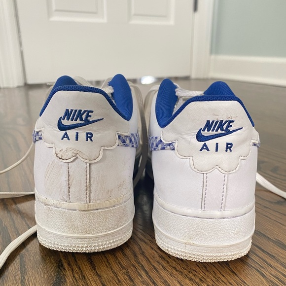 Customized blue  and white checkered Air Force 1 - Picture 3 of 4
